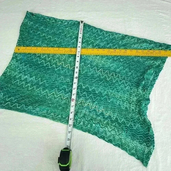 Vintage Knit Poncho Cape One Size Lightweight Asymmetrical Y2K Pullover Green - Picture 9 of 9